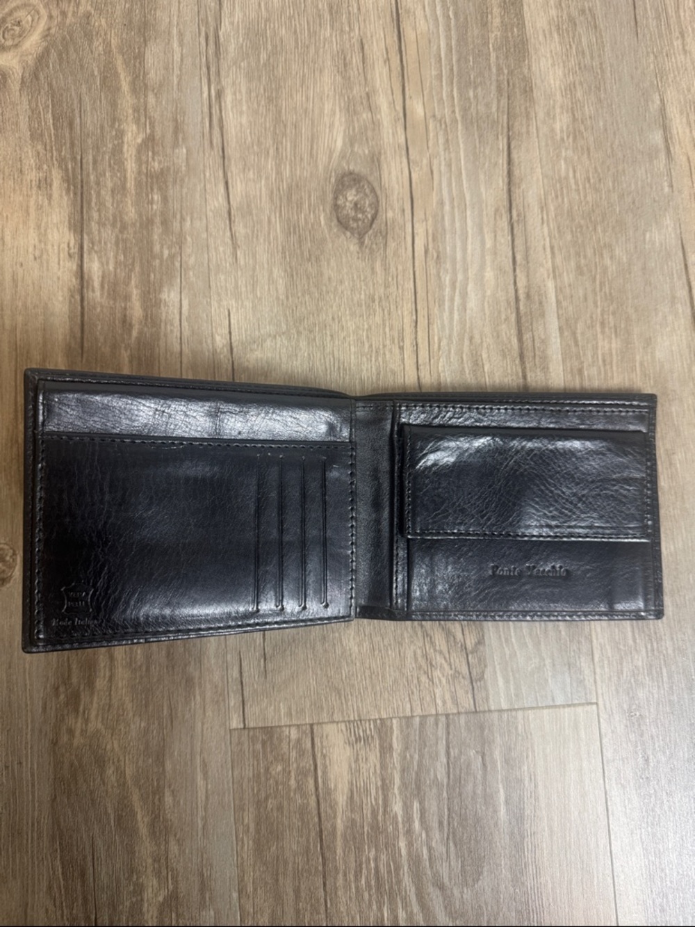 Ponte Vecchio Black Leather Bifold Wallet Italian Classic Men's Wallet - Picture 4 of 8